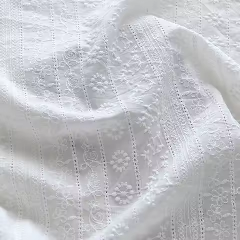 125cm wide 0.5yards/lot Soft and Thin Off White Embroidery 100% Pure Cotton Cloth Fabric Baby Materi