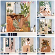 【ORFON】Paint by Number Illustration Girls Series Home Decor/Diy Number Painting/Calligraphy Paint by