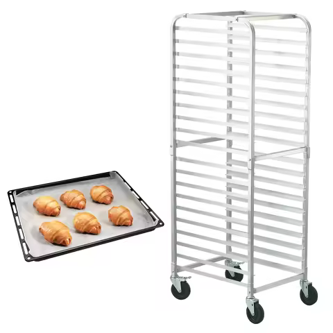 SucceBuy 10/20 Sheet Bun Pan Rack Commercial Bakery Racks with Brake Wheels Aluminum Racking Trolley