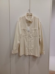 UNIQLO米白色長䄂燈芯絨工作襯衫式外套