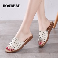 DOSREAL รองเท้าแตะฤดูร้อนสำหรับผู้หญิงต่ำสุดราคาตัดหนังรองเท้าแตะขนาดใหญ่41สีขาว All-Match Ladies รอ