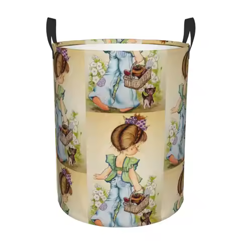 Personalized Sarah Kay Cartoon Laundry Hamper Large Clothes Storage Basket Flower Girl Toys Bin Orga