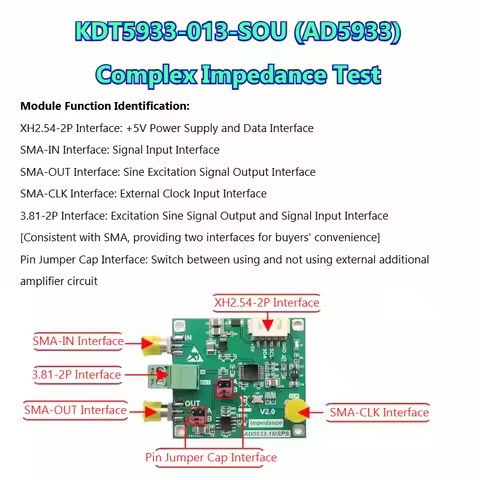 AD5933 Impedance Converter, Network Analyzer Module 1MSPS Sample Rate 12bit Resolution KDT5933-013-S