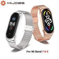 MIJOBS Stainless Steel Strap for Mi Band 7 Miband 5 MI Band 6 Smartwatch Bracelet for Xiaomi Mi Band