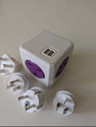 Used 100% working 4 socket 2 USB output Powercube rewirable Eco model by Allocacoc w/ HK UK USA Euro