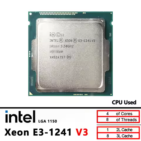 Intel Xeon E3 1241V3 E3 1241 V3 3.5 GHz Quad-Core Eight-Thread CPU Used 80W LGA 1150