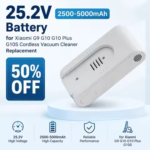 25.2V 2500mAh-5000mAh Rechargeable Battery for Xiaomi G9 G10 G10 Plus G10S Cordless Vacuum Cleaner R