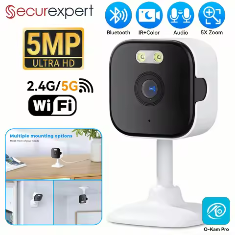 Securexpert 5MP HD Mini Cube Camera 2.4G/5G WiFi Indoor Two Way Audio Human Detection 5X Zoom CCTV S