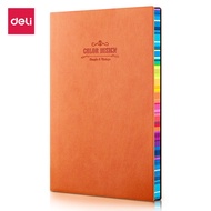 Deli Leather Cover Notebook 25K 160 Pages A5 Size Black Note Pad Journal Diary