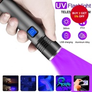 Super Bright Uv Torch Light, Rechargeable Mini Flashlight (395nm) for Currency Detection & Led Appli