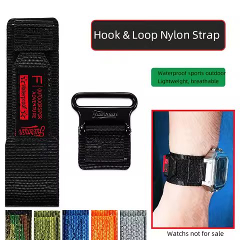 Black Orange Blue Grey Green Camo Hook Loop Nylon Strap For Casio A158W A168 A159W WS-1400h/1500 AE1