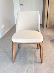 OEM เก้าอี้ทานข้าว รุ่นYG777 ขาไม้ หนังPUสีขาวครีม