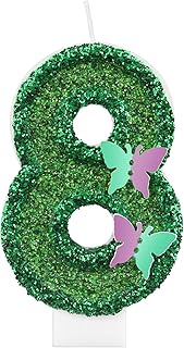 Birthday Candle,Butterfly 8th Birthday Party Decorations for Women/Girl,Green Birthday Number 8 Cand