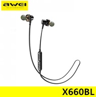 Awei X660BL Super Bass Dual Dynamic Driver Magnetic IPX4 Bluetooth Wireless Sports Earphone with Microphone