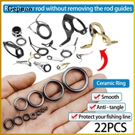 Gepnoo 22x Fishing Rod Tip Replacement Set, Ceramic Guide Ring, 11 Sizes Fishing Rod Guide Repair Ki