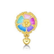 CHOW TAI FOOK 999 Pure Gold with Enamel Charm - Watercolour Flower R31772