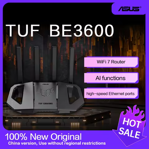 ASUS WiFi 7 TUF Gaming Router BE3600 AiMesh Extendable Router, 4K-QAM, MLO, AI Detection 2.5G Port