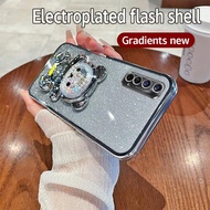 เคสสำหรับ Realme Narzo 20 Proเคส TPU เคลือบอิเล็คโทรเพลทเคสใส่โทรศัพท์ที่ตั้งรูปหมีการ์ตูนสำหรับ Rea