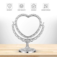 Retro Court Style Heart-shaped Rotating Cute Princess Cosmetic Mirror Silver color