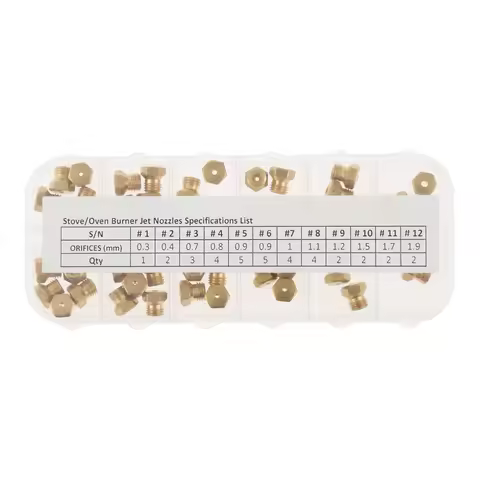 36Pc Stove Oven Orifice Conversion Kit Propane Natural Gas Brass Jet Burner Nozzle 0.3/0.4/0/7/0.8/0