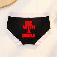 Die With A Smile Women's Underwear Black And White Briefs With Red Text Fashion Panties For Women