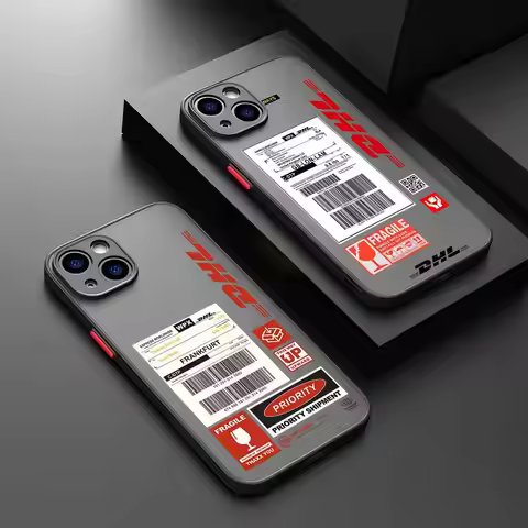 Brand D-DHL Phone Case For IPhone 11 12 13 14 15 16 Pro Plus X XS MAX Matte Bumper Shockproof Cover