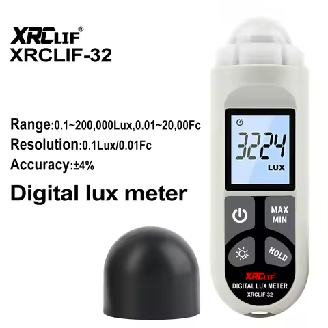 XRCLIF Lux Meter 0.1~200,000lux Light Meter Luxometer Luminometer Lux/Fc Photometer Enviromental Tes