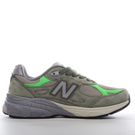 Patta x New Balance 990 v3 Trendy Retro Rest Wood Running Shoes Light Olive Green Breathable Mesh