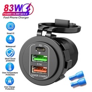 83W Max Phone Charger Socket 45W PD+QC3.0 Fast Charging 22.5W Dual USB+Type C Outlet 3 Ports Power A