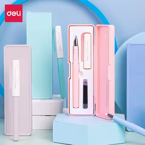 Deli Candy Color Fountain Pens 0.3MM EF Portable Student Adult Pens With Ink Sac For School Office S