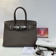 愛馬仕/Hermes Birkin30 T刻 16色鼹鼠灰銀扣 Togo皮