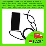 Samsung Note 20 ultra, Note 20 , Note 10+ , Note 10 , Note 9, 8 Anti Shock Rubber Case With Lanyard Strap crossbody