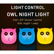 PD Kids Bedroom Living Room Night Lamp LED Sensor Control Dim Light Hallway Plug-in - Owl Design