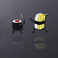 Japanese Style Creative Cartoon Food Alloy Brooch Fun Nori Sushi Bento Samurai Personality Badge Clo