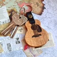 Keychain with guitar pick, wooden personalized guitar keyring and pick on magnet
