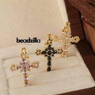 [1pcs] 18k Gold Filled Cross Gemstone