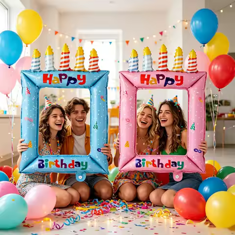 28-inch Princess Theme Balloon Photo Frame - Foil Selfie Booth Prop, For Birthday Celebrations, Birt