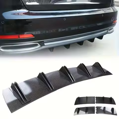 2024 Universal Rear Diffuser Bumper For AUDI A3 A4 A5 A6 A7 B8 S4 Q5 81.5cm 5 Fins Splitter Chin Spo