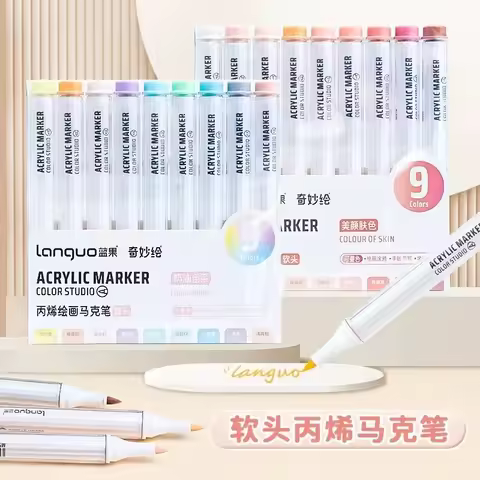 LANGUO 171/9 Colors Direct Liquid Acrylic Paint Marker Pen Set DIY Painting Drawing for Stone School
