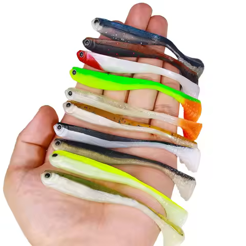 10p/6pcs 8cm/11cm Soft Plastic Lures Silicone Worm Swimbaits Artificial Fishing Wobbler Fishing Bait