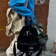 Deinet Bag 2025 New Double Shoulder Bag Drawstring Pocket Rivet Canvas Large Capacity Backpack TXTR