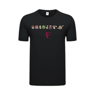 Federer Cow Same Tennis T-shirt Cartoon Tennis Men's and Women's 100% Cotton 1025