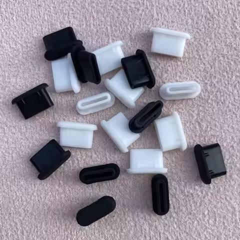 10pcs Type-C Dust Plug USB Charging Port Protective Cover Black White Silicone Dust Cap and Charging