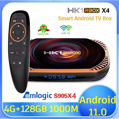 HK1 RBOX X4 Smart 1000M LAN TV Box Android 11 Amlogic S905X4 4G 64G 128G 5G Dual Wifi 4K 8K AV1 BT M