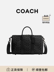 COACH COMPASS 35保齡球包手挽袋黑色人造革輕盈耐磨大容量[平行進口]