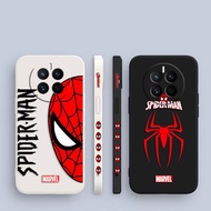 Spiderman Spider Face Side Printed Liquid Silicon Phone Case For HUAWEI Mate 40 30 20 10 P50 P40 P30 P20 P10 Nova 3E 4E Pro Plus Lite 2018 5G