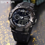 SANDA Top Luxury Watches Men Military Army Mens Watch Waterproof Sport Wristwatch Dual Display Watch