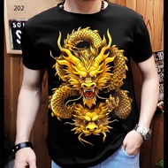 Men's distro t-shirt with yellow dragon motif 04 baju t shirt lelaki t shirt baju lelaki