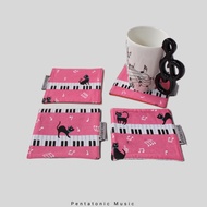 Piano & Cat Coaster Pink Piano Coaster Cat Music Decoration Pentatonic Music Gift