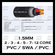 [LOOSE CUT] 1.5mm x 2C/3C/4C/5C/7C/12C Armoured Cable / Underground Cable 100% Pure Copper